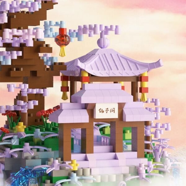 Violet Cherry Blossom Waterfall Tree House Building Blocks Set - Large - Image 3