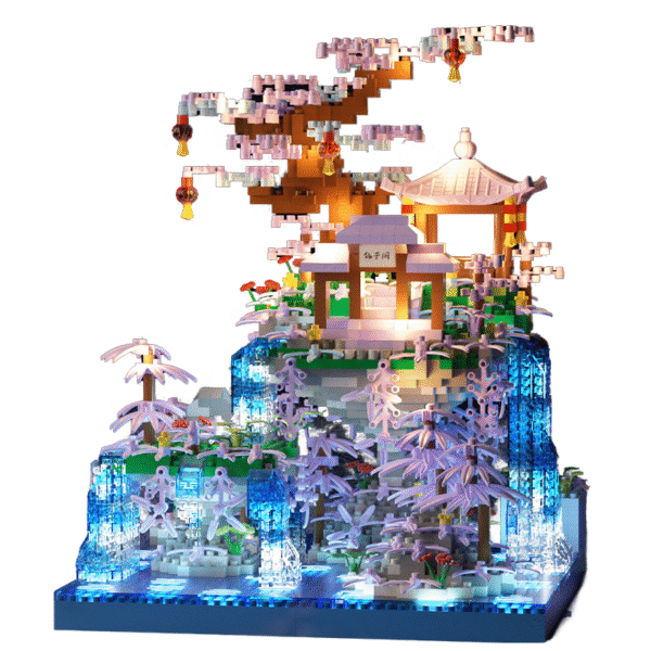 Violet Cherry Blossom Waterfall Tree House Building Blocks Set - Large - Image 4