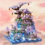 Violet Cherry Blossom Waterfall Tree House Building Blocks Set - Large